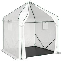 Walk Greenhouse Outdoors Steel Frame Large Plant House Roll up Door PE Ground Cover