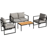 Outdoor Garden Furniture Set 4 Piece Patio Furniture Slatted Table Indoor Outdoor Balcony Patio Conservatory Set