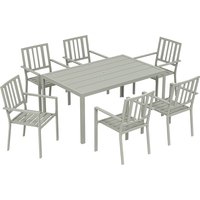Garden Table Chairs 6 7 Pieces Garden Furniture Set Table 6 Stackable Chairs Umbrella Hole Light Grey