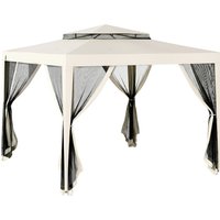 3 x 3 m Gazebo Netting Party Tent Patio Canopy Outdoor Event Shelter Double Tier Roof Cream