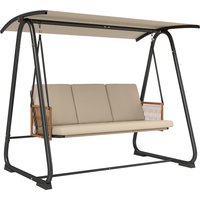 3 Seater Swing Chair Adjustable Canopy Garden Swing Seat Outdoor Hammock Bench Cushions Sand