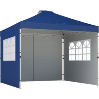 Pop Up Canopy Waterproof Height Adjustable Gazebo 3 Sidewalls Wheeled Bag Parties 3 x 3 m Dark Blue