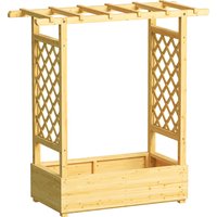 Garden Planter Trellis Wooden Raised Bed Garden Hanging Roof Drainage Holes Outdoor Trellis Planter Box Vegetables Herbs Flowers 110 x 44 x 113 cm