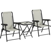 Three Piece Garden Table Chair Set Cream