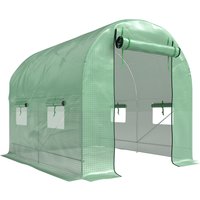 2.5 x 2m Walk Polytunnel Greenhouse Steel Frame PE Cover Roll Up Door 4 Windows