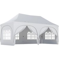 3 x 6m Pop Up Gazebo Shelter Sides 6 Sandbags Peak Top Garden Party Tent Marquee Carry Bag Light Grey White