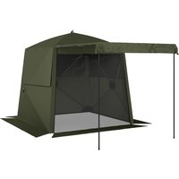 Pop Up Gazebo Waterproof Instant Shelter Awning Mesh Windows Camping Patio 2 x 2 m Army Green