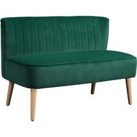 46" Loveseat Sofa Upholstered Small 2 Seater Sofa Thick Padded Seat Rubber Wood Legs Dark Green