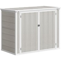 4.7 x 2.5FT Garden Shed Lockable Outdoor Storage Shed Openable Lid Small Shed 2 Trash Cans Tools Patio Light Grey