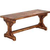 Rustic Wooden Garden Bench Backless Outdoor Bench Patio Loveseat X Shape Base Porch Park Carbonised Finish