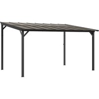 3 x 4.3m Metal Pergola UPF 50+ Waterproof Roof Wall Mounted or Free Standing Garden Gazebo Wind resistant Dark Grey