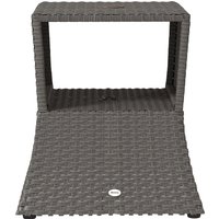 Rattan Outdoor Coffee Table Wicker Garden Patio Bistro Side Table Umbrella Hole Storage Space Dark Grey