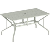 Rectangle Garden Table Parasol Hole Outdoor Dining Table 6 Patio Table Balcony 150cm x 90cm Light Grey
