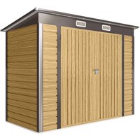 3.7 x 7.9ft Galvanised Steel Shed Latched Door Padlock Oak