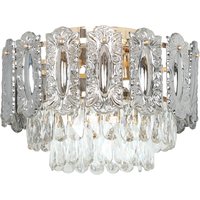 Chandelier Ceiling Light 3 Light Vintage Flush Mount Fixture Dual Crystal Smoke Glass Shade LED Ceiling Light Living Room Bedroom 3 E27 Sockets Bulbs Not Included Tone