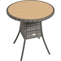70 cm Wood Effect Rattan Garden Table Wood Finish