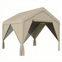 3 x 3 m Patio Gazebo Netting & Curtains Outdoor Canopy Shelter Galvanised Steel Frame