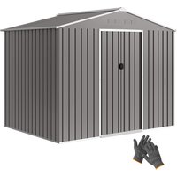 Outsunny 8 x 6ft Galvanised Steel Shed, with Double Door - Light Grey Aosom UK