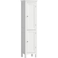 kleankin Tall Bathroom Storage Unit, Slim Bathroom Cabinet with Adjustable Shelves and Double Door, White