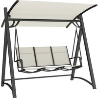 3 Seater Swing Chair Garden Swing Bench Adjustable Tilting Canopy Breathable Mesh Seat Capacity