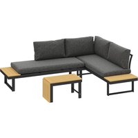 4 Seater L Shaped Aluminium Sectional Garden Furniture Set 2 Loveseats Wood Plastic Coffee Table Wood