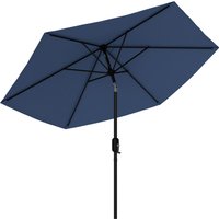 2.6 m Garden Parasol Umbrella Aluminium Pole Outdoor Patio Umbrella Tilt Crank Vent Navy Blue
