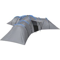 6 9 Man Large Tunnel Tent 3 Bedrooms Living Area Porch Stand up Camping Tent Portable Bag Light Grey