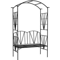 Garden Bench 2 Seater Outdoor Patio Bench Metal Garden Loveseat Arch Vines Climbing Plants