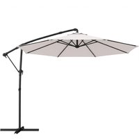 3 m Garden Cantilever Parasol Cover Round Overhanging Umbrella 360° Rotation Tilt Cream