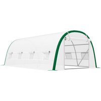 Walk Polytunnel Greenhouse Tunnel Warm House Tent Zipped Doors 8 Mesh Windows PE Cover 6 x 3 m