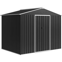 8 x 6ft Galvanised Steel Shed Double Door Dark Grey