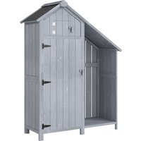 Garden Outdoor Storage Shed 3 Shelves Tilt Roof w Firewood Rack Log Carrier x 51.5W x 180H cm