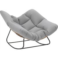 Indoor Outdoor Rocking Chair Oversized Rocking Egg Chair Cushion Living Room Garden Patio Light Grey