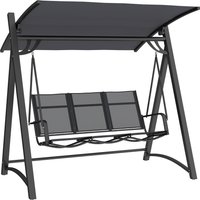 3 Seater Swing Chair Garden Swing Bench Adjustable Tilting Canopy Breathable Mesh Seat Capacity