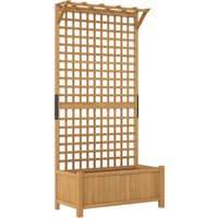 Raised Bed Drainage Holes Wood Planter Trellis Climbing Plants to Grow Vegetables Flowers Aosom UK