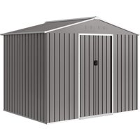8 x 6ft Galvanised Steel Shed Double Door Light Grey