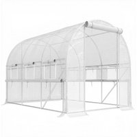 3 x 2 x 2m Walk Tunnel Greenhouse Polytunnel Tent PE Cover Zippered Roll Up Door 6 Mesh Windows