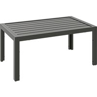 Outdoor Side Table Rectangular Patio Coffee Side Table Steel Frame Slat Tabletop Garden Balcony