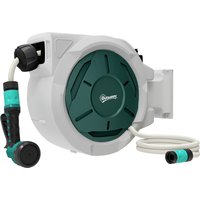 Retractable Hose Reel Wall Mounted 30+2m Garden Hose Pipe Reel Lock Auto Rewind 7 1 Spray Nozzle Outdoor Watering