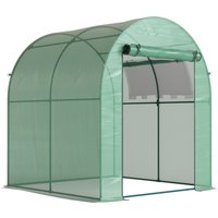 Walk Polytunnel Windproof House Garden Roll up Window Door 1.8 x 1.8 x 2 m Aosom UK