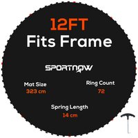 Trampoline Replacement Jumping Mat Includes Spring Pull Tool & 72 V Hooks Compatible 12ft Frames & 14cm Springs Aosom UK