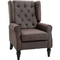 Wing Back Armchair Capacity Wingback Upholstered Button Tufted Chair Living Room Bedroom Aosom UK