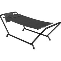 Outdoor Hammock Stand Freestanding Hammock Side Pocket Headrest Patio Balcony Porch Dark Grey
