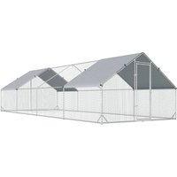 Chicken Run Galvanised Walk Chicken Coop Hen Poultry House Cage Rabbit Hutch Water Resist Cover 3 x 8 x 2m