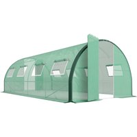 Greenhouse Polytunnels Galvanised Steel Upgraded Structure Walk Polytunnel Greenhouse 6 x 3m Allows Sunlight Aosom UK