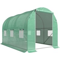 Polytunnel Greenhouse Outdoor Waterproof Garden Greenhouse 6 Mesh Windows Zipped Roll Up Door 3 x 2m Aosom UK