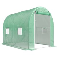 Heavy Duty Polytunnel Galvanised Steel Frame Walk Tunnel Greenhouse Plastic Cover 190 x 300 x 195cm Aosom UK