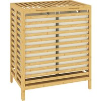 HOMCOM Cesto de roupa em bambu com tampa, 2 cestos, dobrável, 64L, natural e creme Aosom Portugal