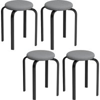 HOMCOM Stackable Stools Modern Cushioned Round Backless Stools Set of 4 Kitchen Dining Room Dark Grey | Aosom Ireland