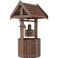 Wood Wishing Well Outside Hanging Bucket Wishing Well Planter Drain Hole Garden Patio Carbonized